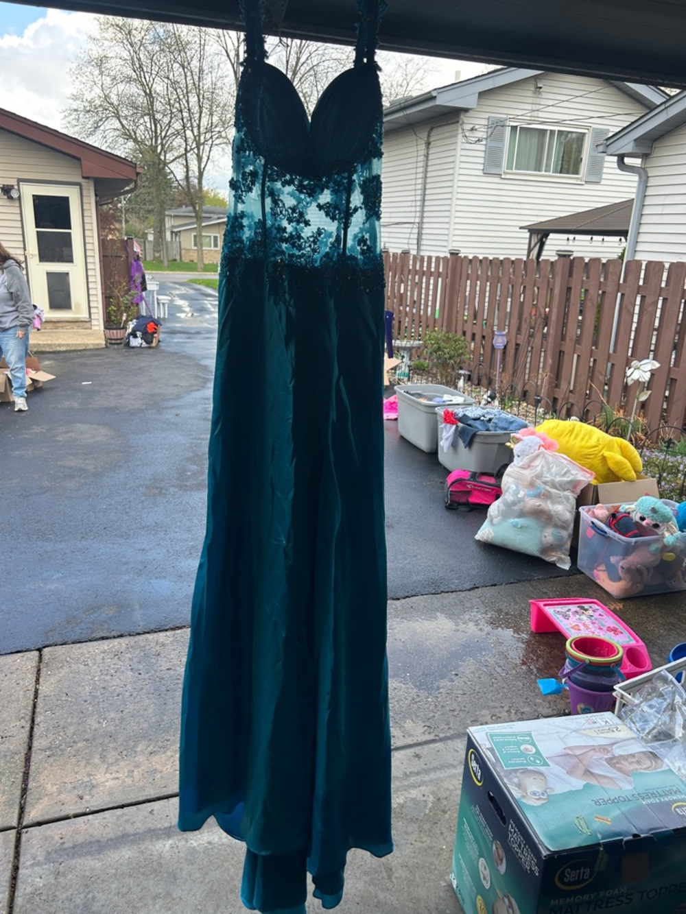 Elegant Turquoise Beaded Prom Dress - Sleeveless Halter